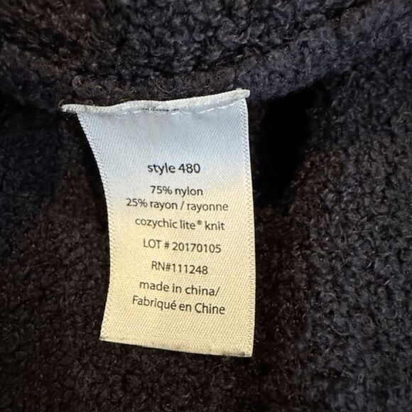 Barefoot Dreams CozyChic Lite Coastal Cardigan Hooded Black Pockets Size XS/S - Picture 7 of 12